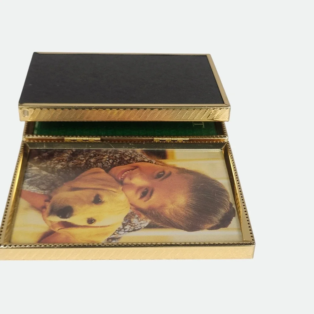 Intercraft Vintage Gold Metal Triple Folding Picture Frame 3.5x5 Triptych Beaded
